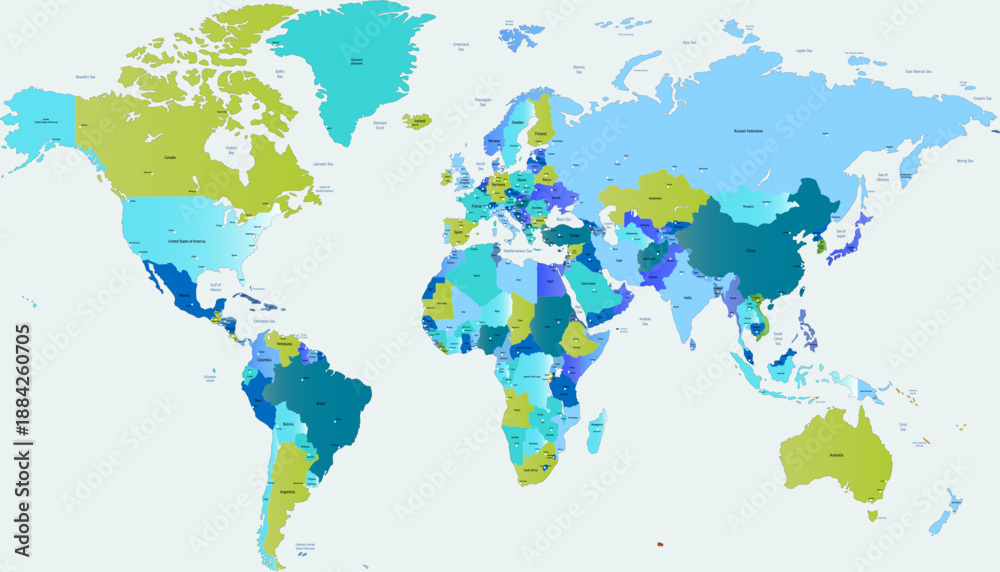 Fototapeta premium World map. Color modern vector map. Silhouette map