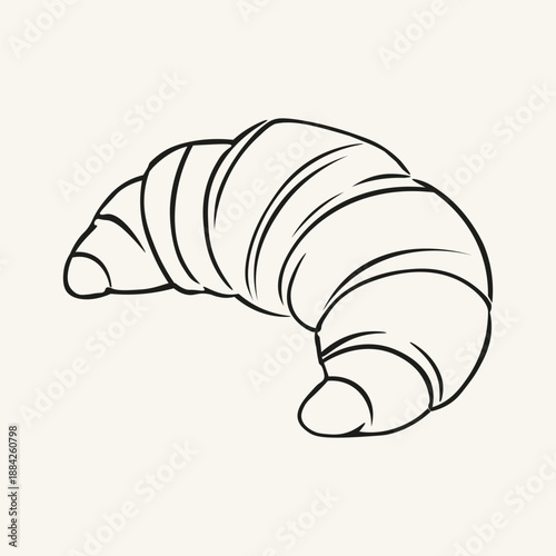 Minimalist croissant line art illustration for bakery branding