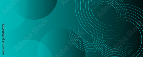 Green abstract background with glowing circles. Swirl circular lines pattern. Geometric spiral. Twirl element. Modern graphic design. Futuristic technology concept. Vector illustration