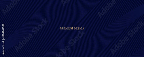 Premium background design with diagonal dark blue line pattern. Vector horizontal template for digital lux business banner, contemporary formal invitation, luxury voucher, prestigious gift certificate