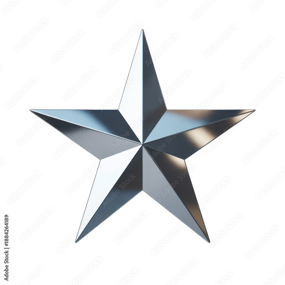 Obraz premium Shiny silver star decoration decorative geometric shape isolated on a transparent background
