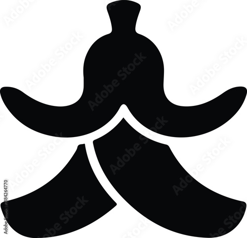 Stylized Beard and Mustache Icon, Bold black silhouette illustration of a stylized beard and mustache shape, commonly used as a symbol for disguise, style, barber, or character design.


