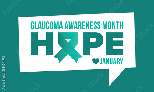 Glaucoma Awareness Month. Celebrate annual in January. Vision problems. Save your eyes. Prevention and protection. Green ribbon. Medical healthcare concept. Poster, banner and background. Vector