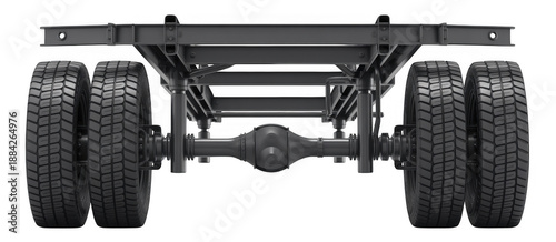 Truck axle with wheels and tires vehicle isolated on a transparent background