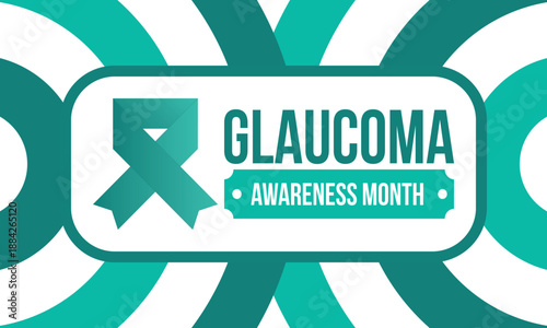 Glaucoma Awareness Month. Celebrate annual in January. Vision problems. Save your eyes. Prevention and protection. Green ribbon. Medical healthcare concept. Poster, banner and background. Vector