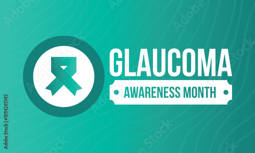 Glaucoma Awareness Month. Celebrate annual in January. Vision problems. Save your eyes. Prevention and protection. Green ribbon. Medical healthcare concept. Poster, banner and background. Vector