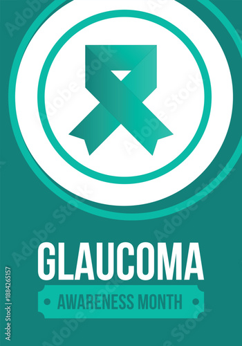 Glaucoma Awareness Month. Celebrate annual in January. Vision problems. Save your eyes. Prevention and protection. Green ribbon. Medical healthcare concept. Poster, banner and background. Vector