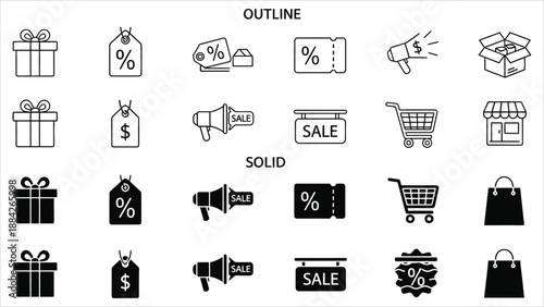 Discount icon set. Price tags and promotion symbol. Vector illustration.