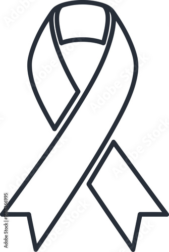 Simple black and white outline icon representing a universal awareness ribbon symbol for charitable causes and support campaigns