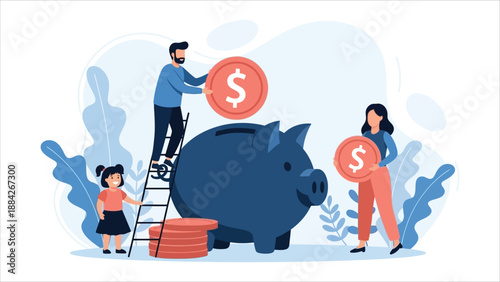 Family Finance and Budgeting Concept Illustration..eps