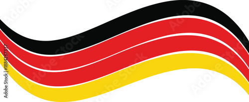 German flag wave illustration, black red yellow ribbon design, national identity symbol, cultural representation graphic, flat vector illustration