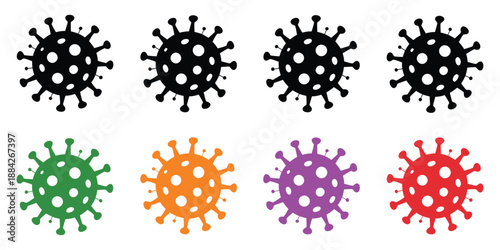 virus and coronavirus icon set simple vector illustrations of pandemic probiotic and healthcare, a high ranked illustration collection ideal for pandemic awareness, medical graphics, research