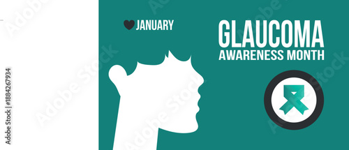 Glaucoma Awareness Month. Celebrate annual in January. Vision problems. Save your eyes. Prevention and protection. Green ribbon. Medical healthcare concept. Poster, banner and background. Vector