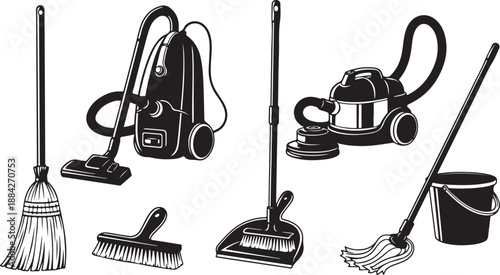 Cleaning tools and equipment for home maintenance and organization