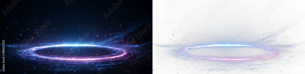 Obraz premium Glowing Neon Magic Energy Ring in Blue Purple Colors PNG