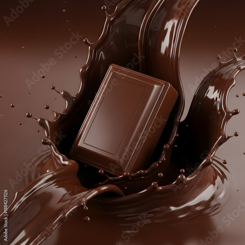 Valentine Chocolate Bar Splash for Romantic Food Background