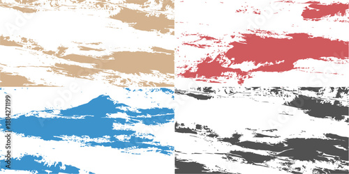 A vibrant grunge blue background featuring an artistic watercolor splash and ink splatter design with a colorful paint texture and vector brush pattern element on a dirty paper frame