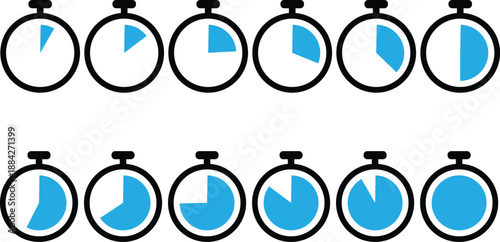 Stopwatch Progress Icons Showing Time Progression