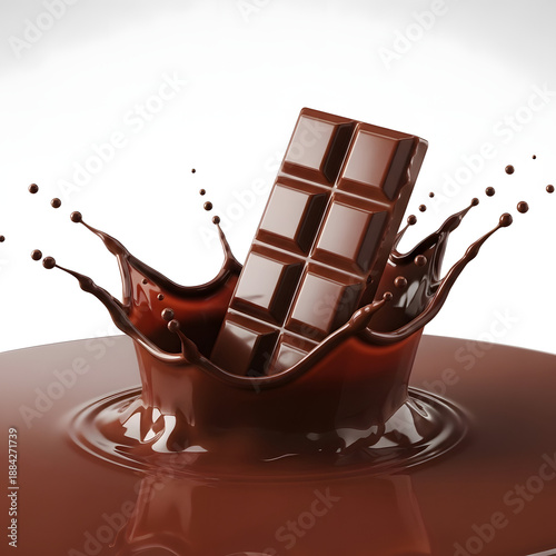 Romantic Valentine Chocolate Bar with Glossy Cocoa Splash
