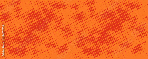 Dots halftone orange color pattern gradient texture with technology digital background. Dots pop art comics with summer background.