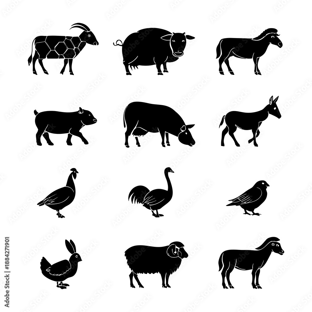 Fototapeta premium farm animals collection vector