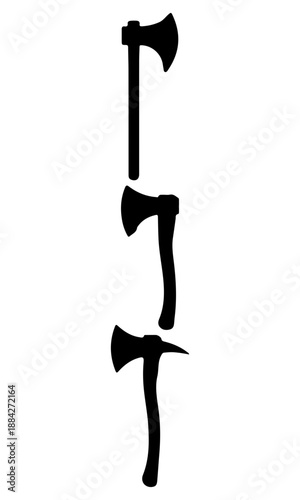 Axe silhouette, set of three axe vector, axe vector design, axe silhouette art design