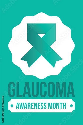 Glaucoma Awareness Month. Celebrate annual in January. Vision problems. Save your eyes. Prevention and protection. Green ribbon. Medical healthcare concept. Poster, banner and background. Vector
