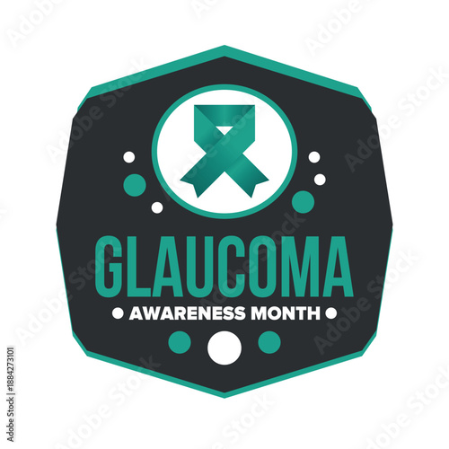Glaucoma Awareness Month. Celebrate annual in January. Vision problems. Save your eyes. Prevention and protection. Green ribbon. Medical healthcare concept. Poster, banner and background. Vector