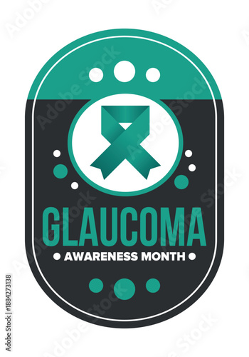 Glaucoma Awareness Month. Celebrate annual in January. Vision problems. Save your eyes. Prevention and protection. Green ribbon. Medical healthcare concept. Poster, banner and background. Vector