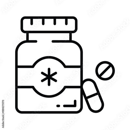 Bottle of capsules for treatment and health improvement.