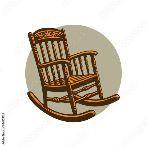 Wooden Rocking Chair Vintage Furniture Illustration Logo