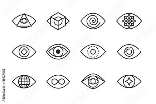 Infinity icon eye fractal vector glowing third vision grid geometric stare