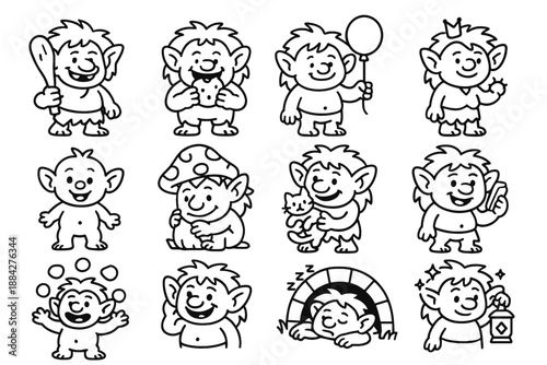 Carrying troll mushroom vector bridge lantern crown icon clumsy cartoon sleepy