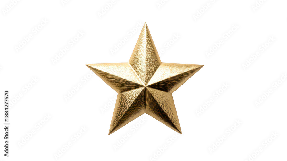 Obraz premium Gold star metallic five pointed shape isolated on transparency background symbol of achievement shiny and elegant reward decorative success celebration positive emotion