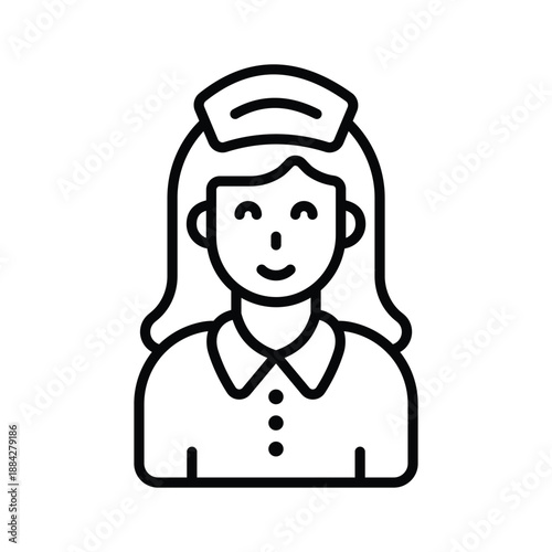 Beautiful designed nurse avatar line icon, patient healthcare support
