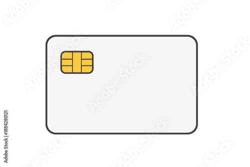 Blank white SIM card with a gold chip on a white background, minimalist design
