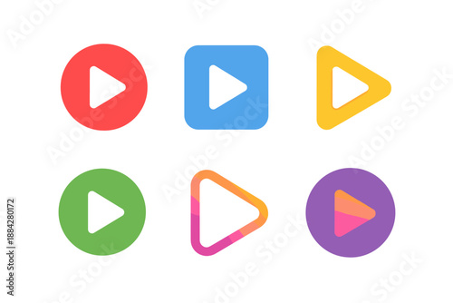 Free Download Collection of colorful play button icons in different shapes and styles - GFXLoad