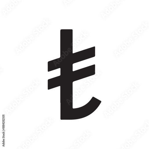 Turkish lira sign silhouette icon vector illustration on white background