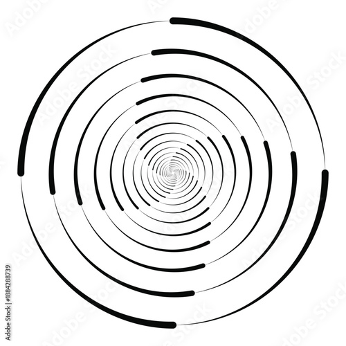 Minimalist Black Spiral Vortex Concentric Circular Element.