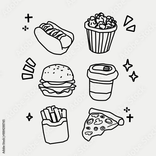 Minimalist food line art illustration for menu