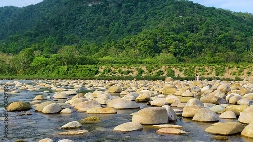 Lush green Khasi Hills at the Bichanakandi border between Bangladesh and India