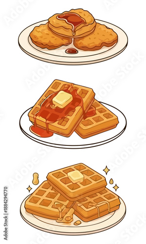 Sweet waffles set vector art, waffle art, waffle silhouette, waffle vector illustration