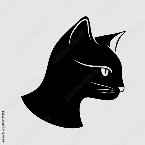 Cat Head Silhouette Illustration In Side Profile