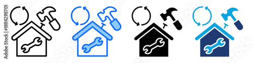 Property Renovation Icon Set Multi Style Vector Illustration