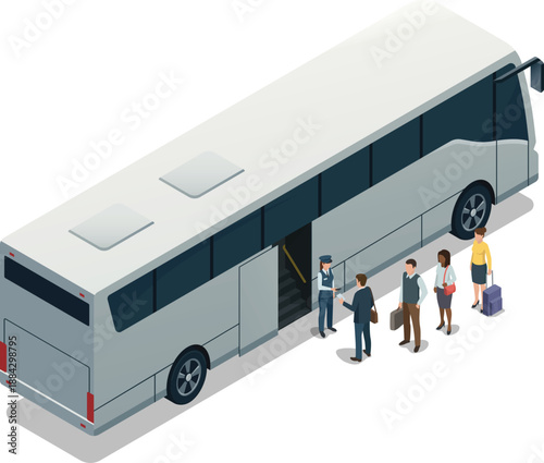 Passengers lining up to board the bus