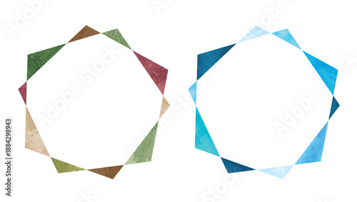 水彩の多角形フレーム2色