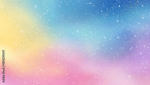 虹色のグラデーションと星屑が煌めく幻想的なファンタジー背景素材