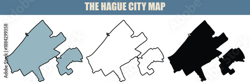 The Hague city map illustration in various styles and colors