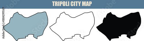 Tripoli city map illustration in three color variations on white
