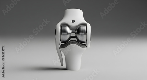 Futuristic robotic knee joint prosthesis on grey background wallpaper concept
